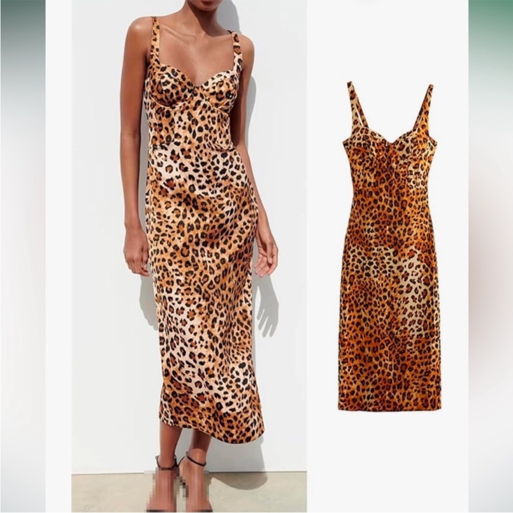 Seraphina Leopard Print Corset Coquette Midi Dress Size XL
